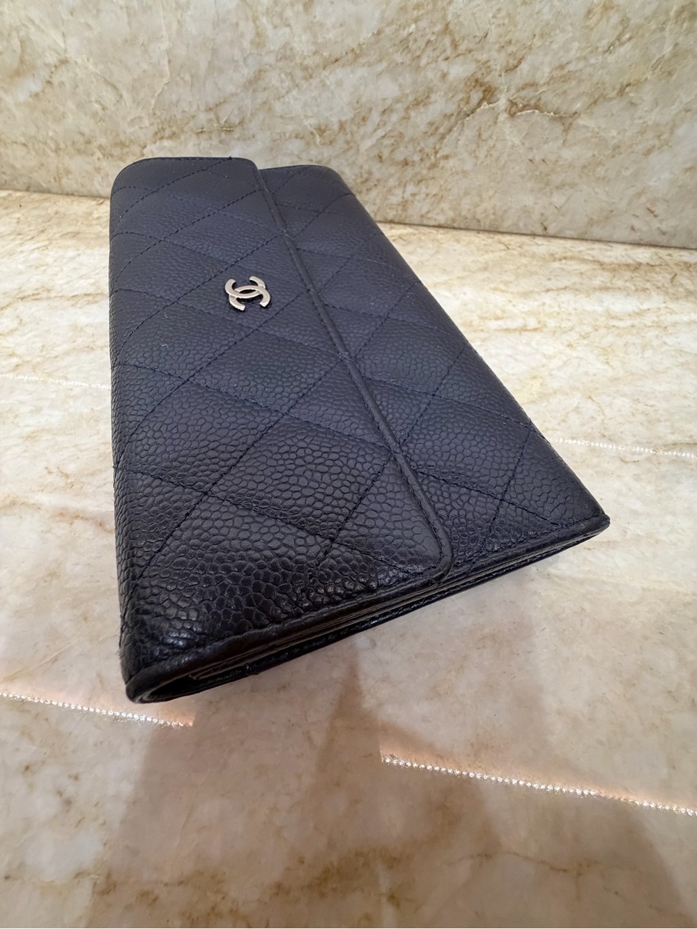 CHANEL Navy Quilted Caviar Leather Clutch with Silver Cc - Picture 4 of 11